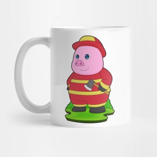 Pig Firefighter Axe Fire department Mug